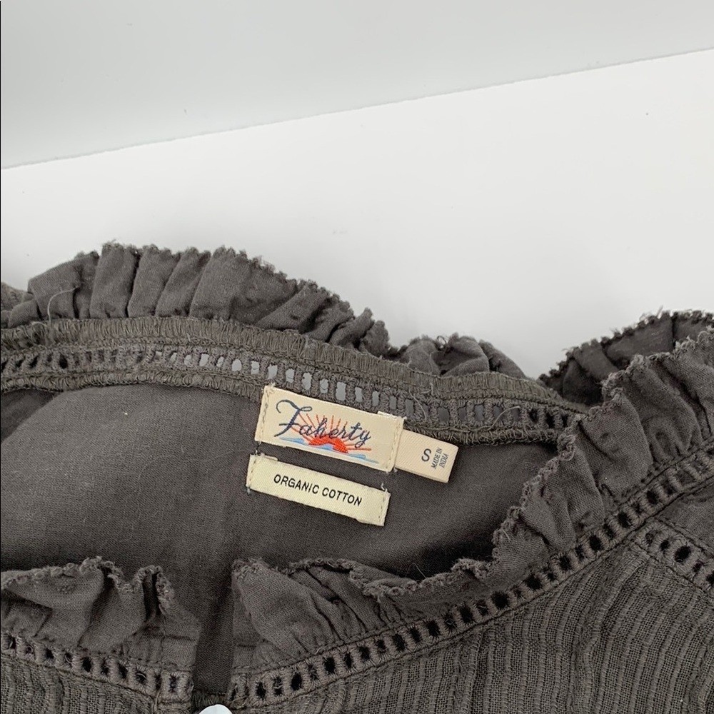 Faherty Dark Gray Button-Down Blouse - image 6